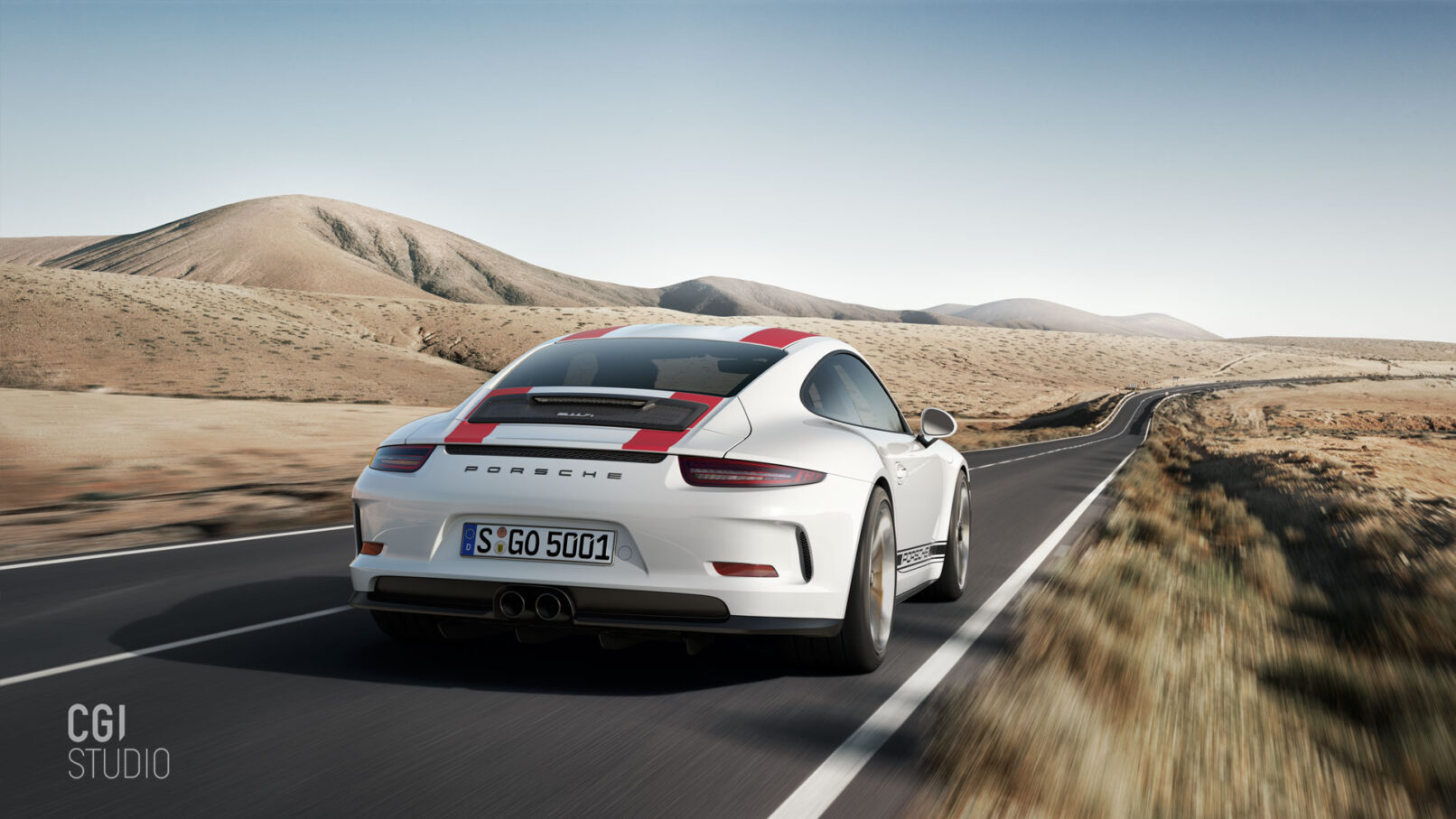 Porsche 911R Back 3D Visualisierung Marketing CGI