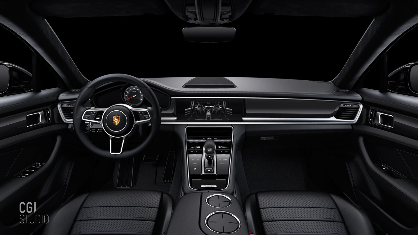 Porsche Panamera Interior Front 3D Visualisierung Marketing CGI